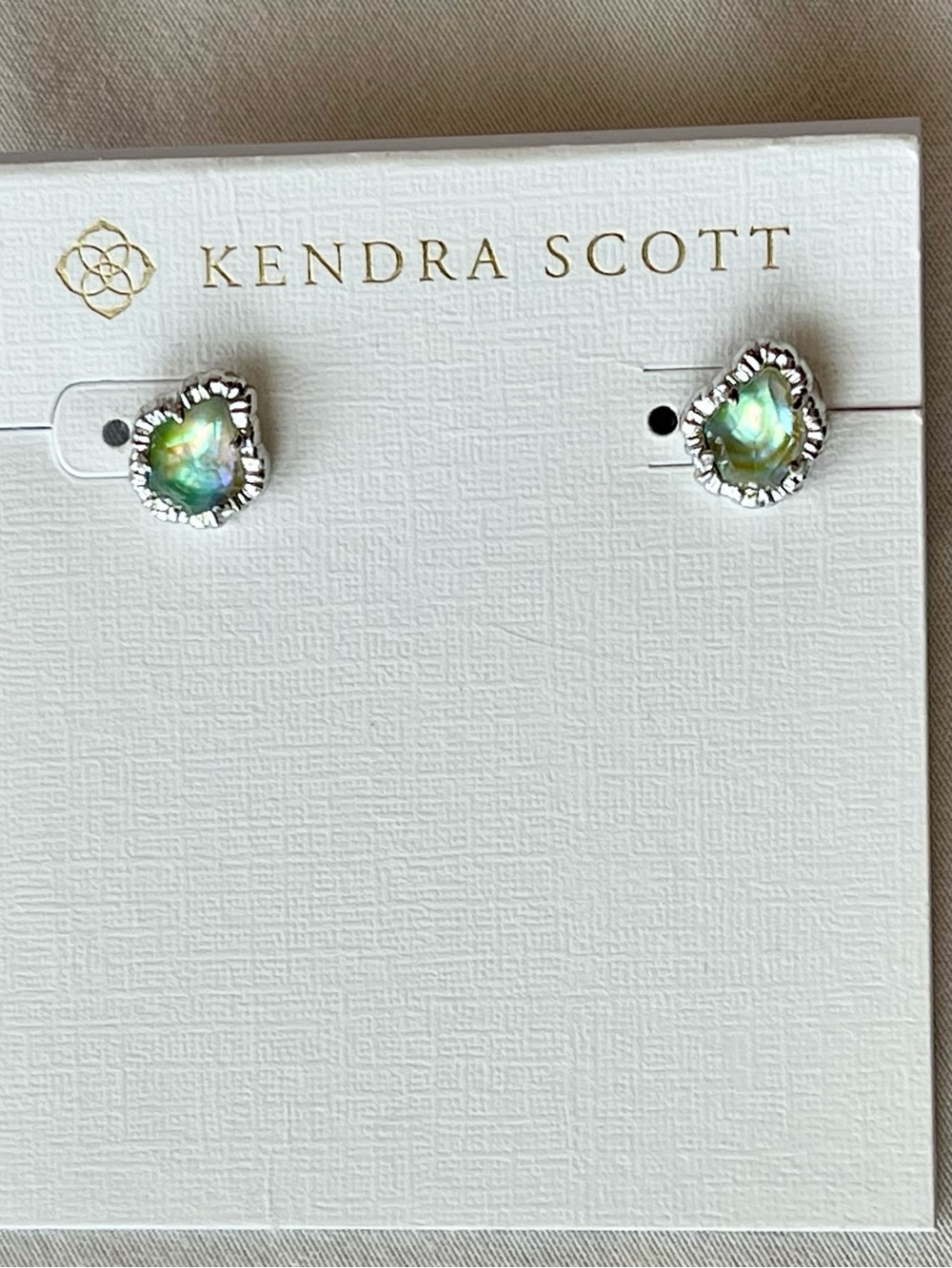 Kendra Scott Tessa Iridescent Dichroic Glass Stud Earrings - Green, Blue NWT